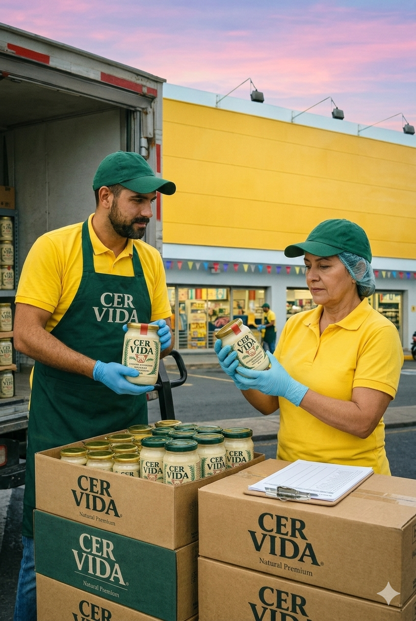 Equipo CER VIDA descargando producto en supermercado
